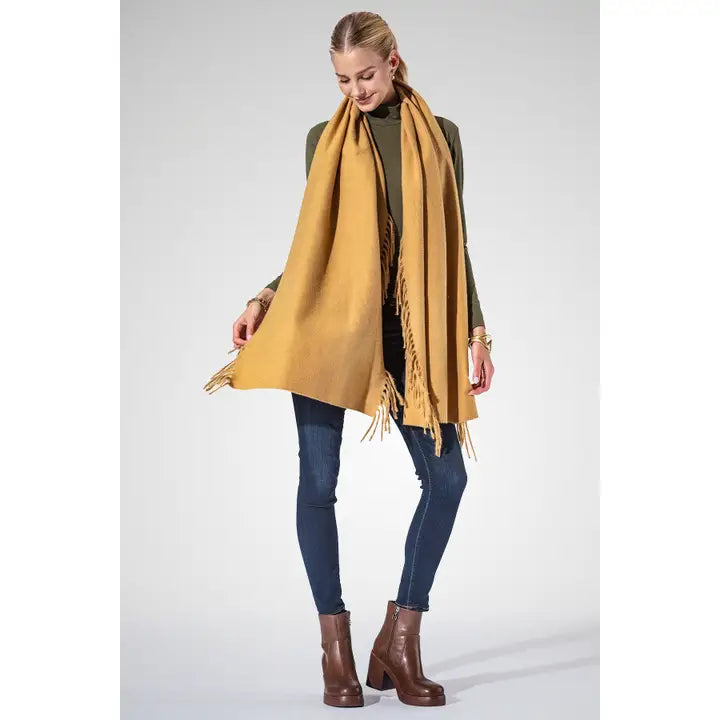Warm Yellow Yarn Dyed Fringe Scarf