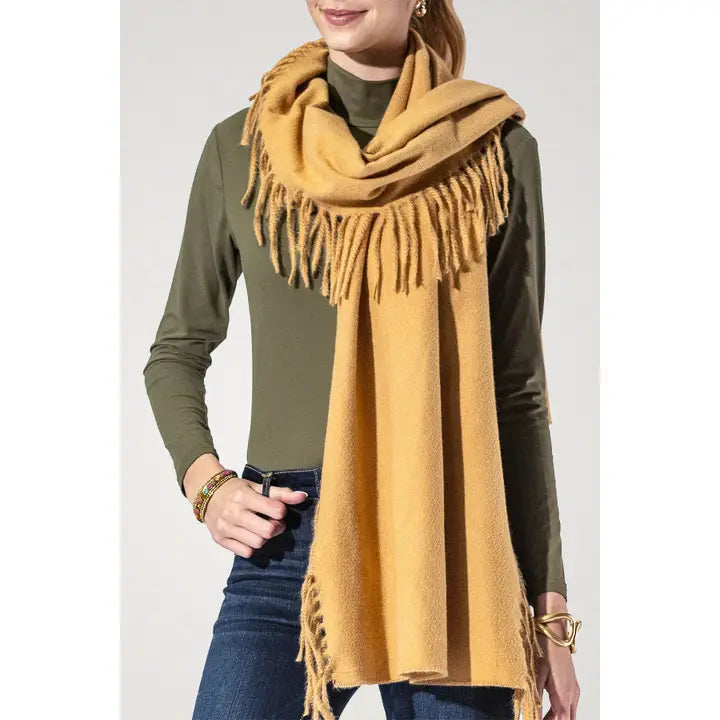 Warm Yellow Yarn Dyed Fringe Scarf