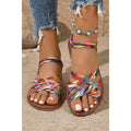 Colorful Band Flat Roman Sandals