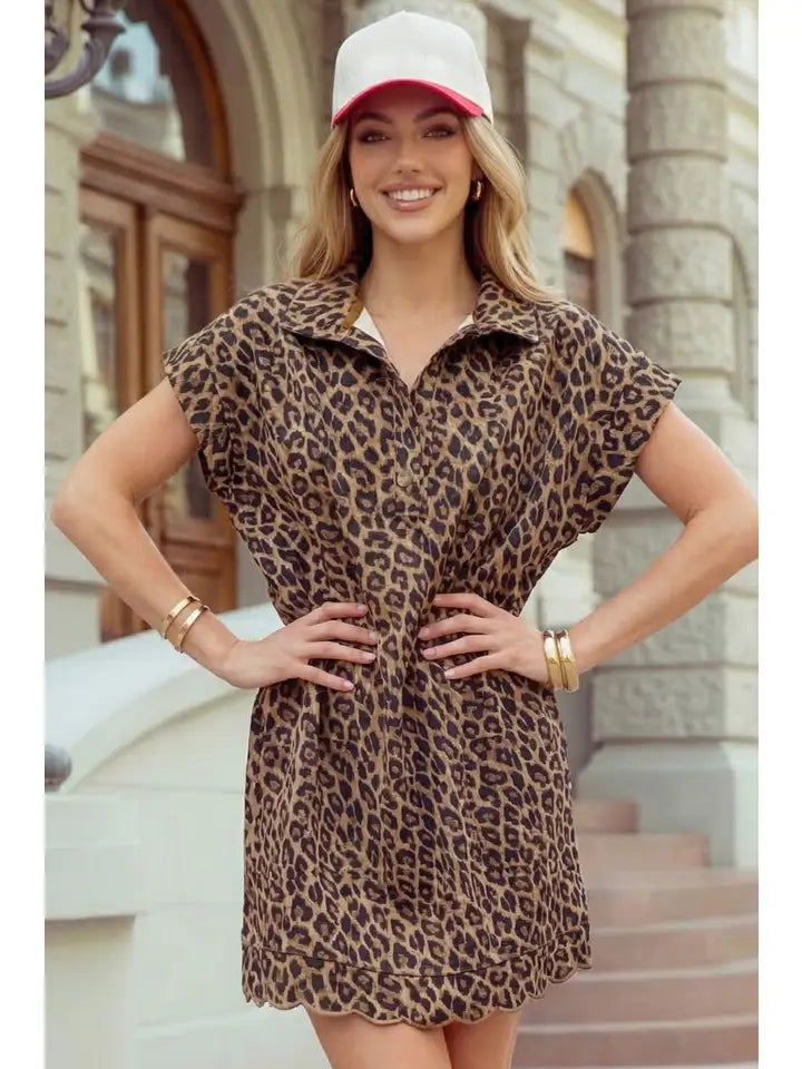 Scalloped Leopard Dress