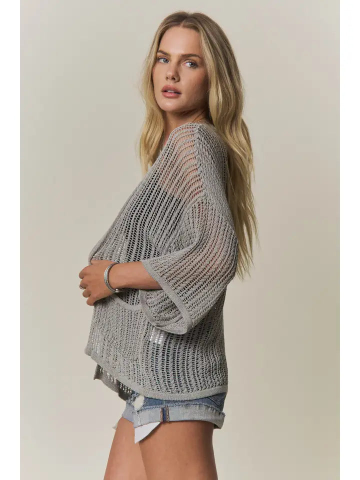 Sea Moss Fishnet Kimono - side view