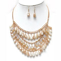 Genuine Stone Teardrop Necklace Set
