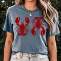 Twin Lobsters Dusty Blue Graphic Tee