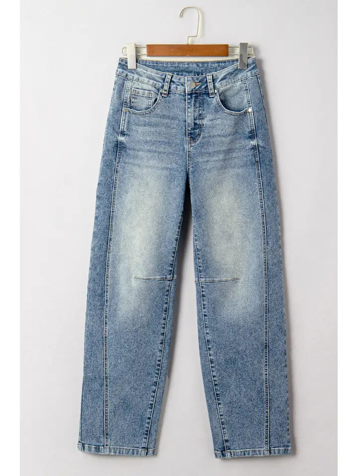 Vintage Washed Barrel Jeans